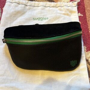 Black and Green Leather Waist Bag